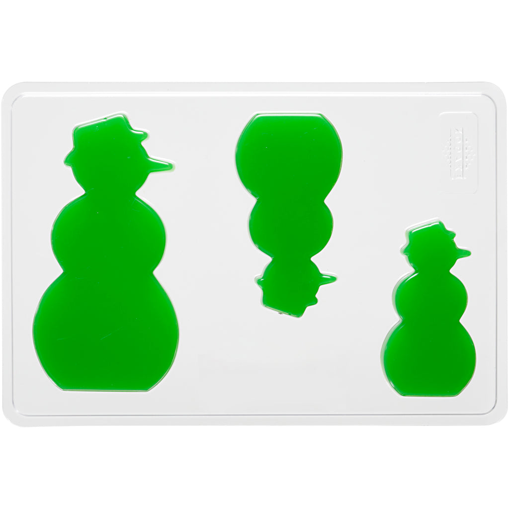 Casting Mould, snowman, H: 6+8+10 cm, D. 9 mm, size 14,9x22 cm