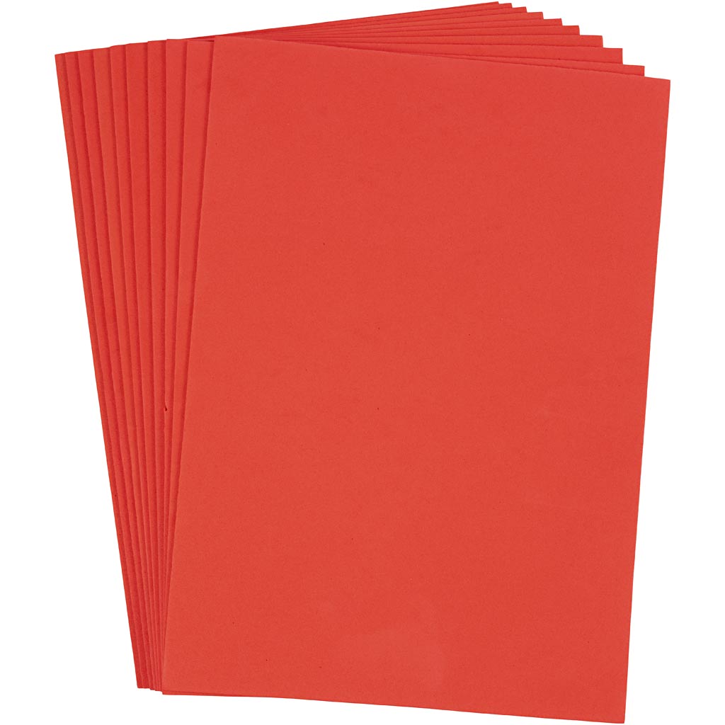 Foam Sheets, A4, sheet 210x297 mm, thickness 2 mm, red, 10 sheet