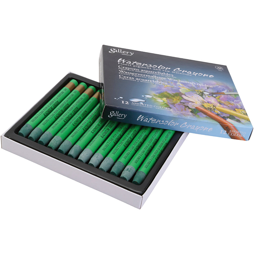 Watercolor Crayons, kadmium green (345), 12 pc