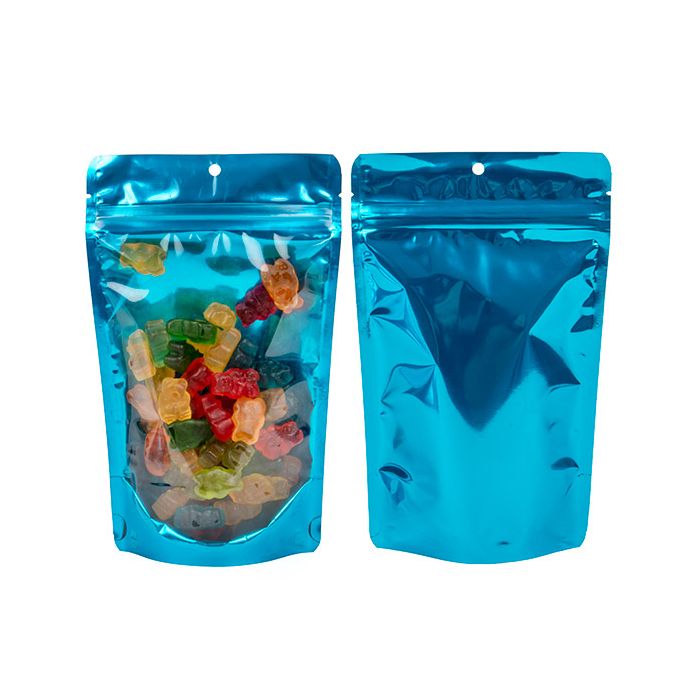 Stand Up Pouches Transparent/Blue 13x7,9x20,6cm With Hanghole
