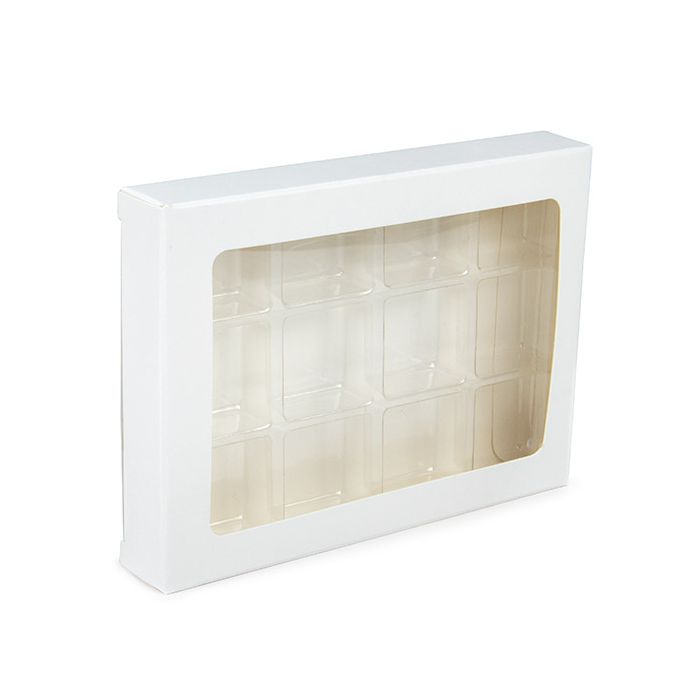 White Kraft Artisan Candy Box Set, Square Insert 10.2x2.1x13.8 cm