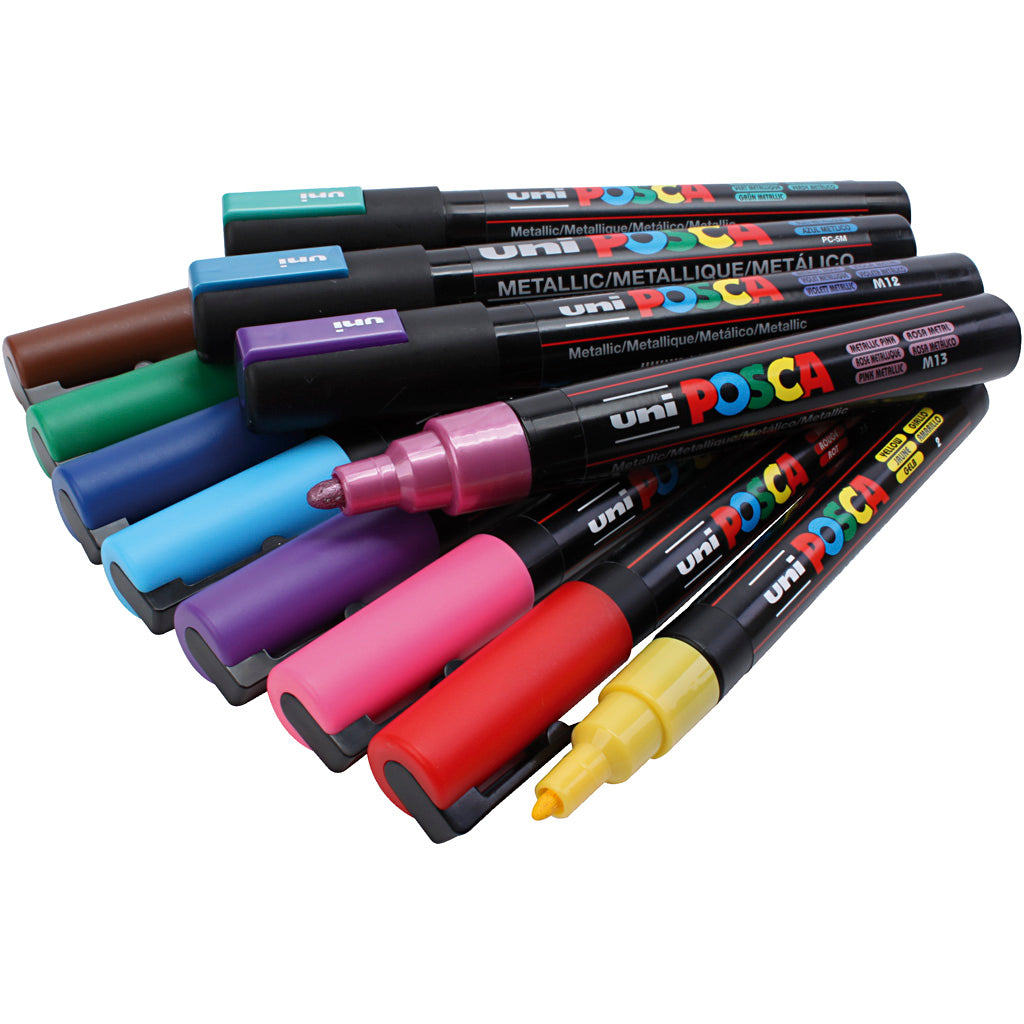 Posca Marker, assorted colours, no. PC-5M + PC-3M, line 0,9-1,3 + 2,5 mm, 12 asstd.