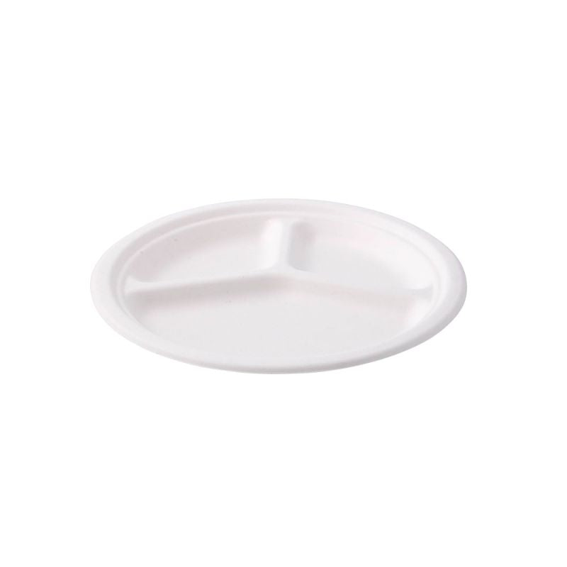 Menu board Sugarcane Ø 26 cm, 3 compartments, round (500 pieces)