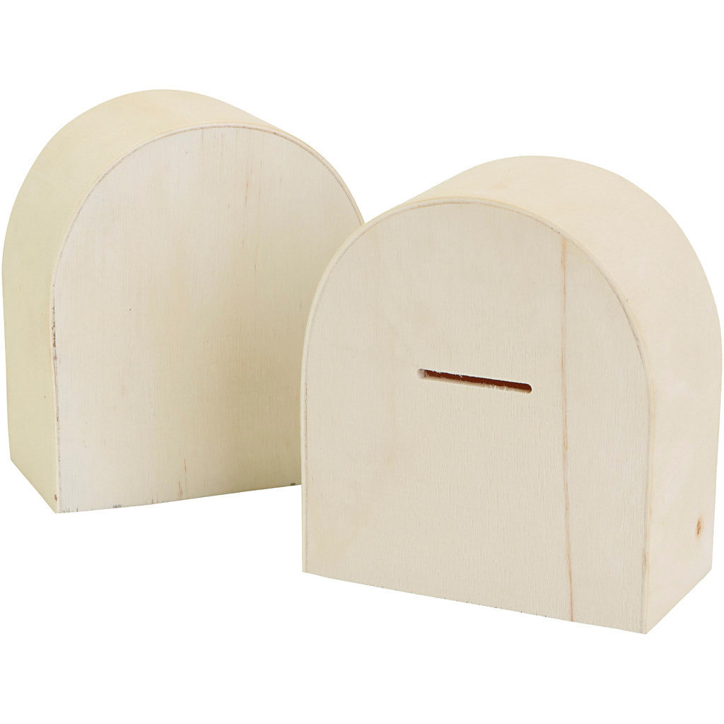 Wooden money box, size 10x9 cm, 12 pc