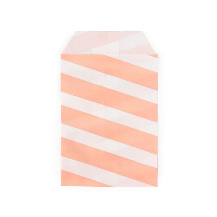 Paper Bags White with Pink Stripes 7,6x12,7 cm