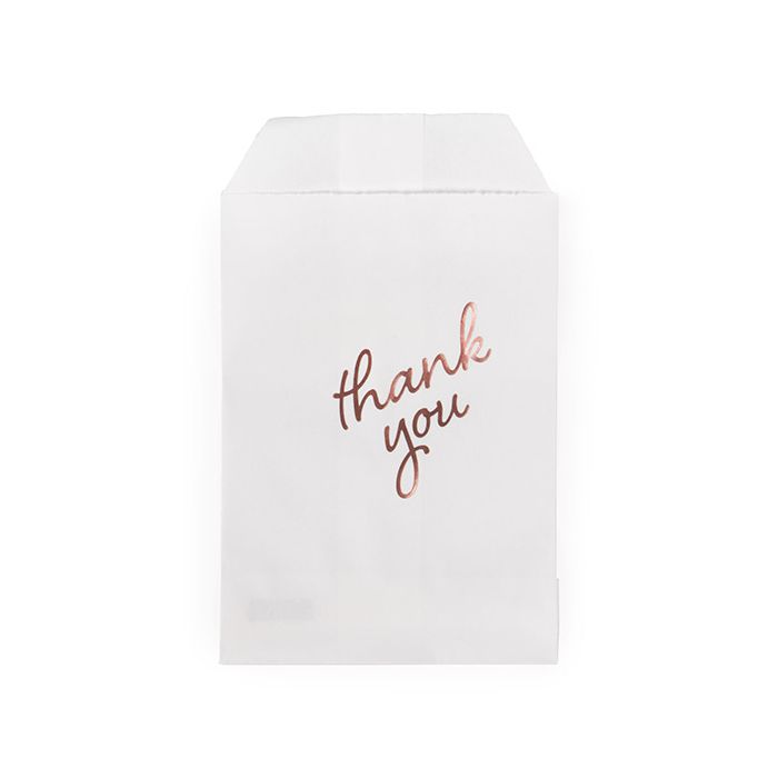 Paper Bags White with Rose Gold Thank You 7,6x12,7 cm