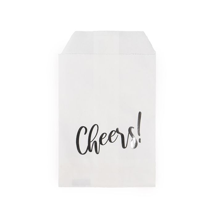 Paper Bags White with Silver Cheers 7,6x12,7 cm