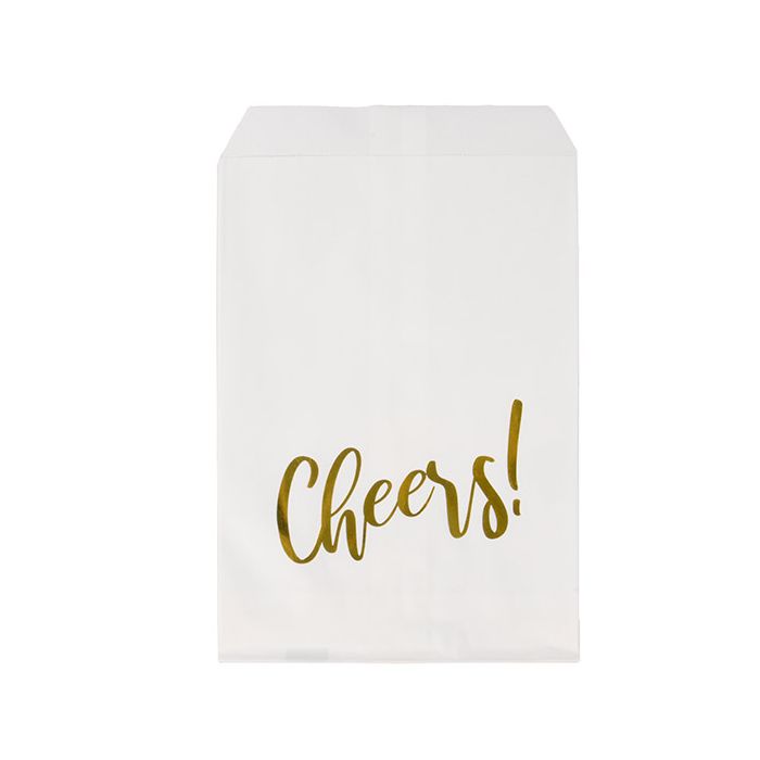 Paper Bags White with Gold Cheers 12,7x20,3 cm