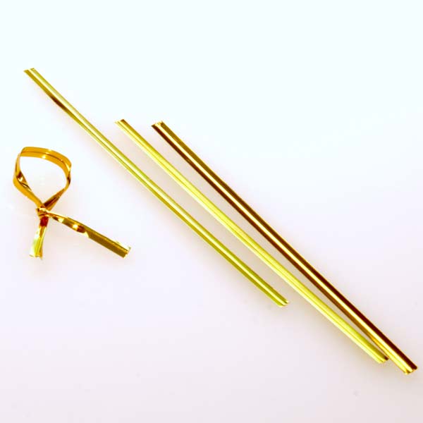 Tin Ties 15.2x0.4cm Gold Metallic Plastic (1.000 pieces)