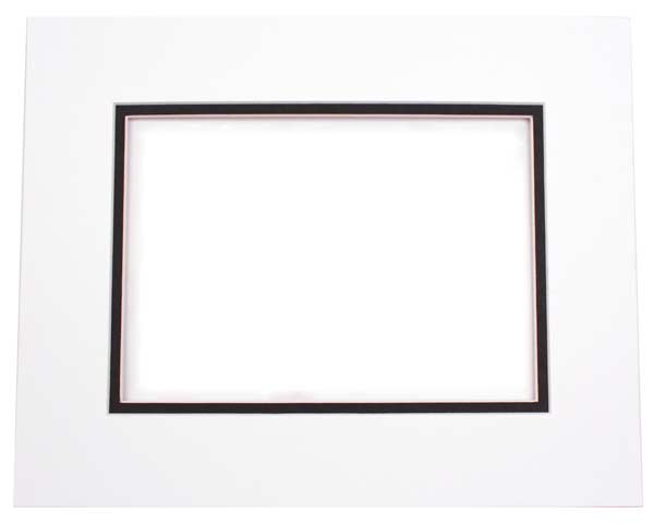 Mount Board Double thick White/Black 12.7x17.8cm with 9.2x14.3cm Window