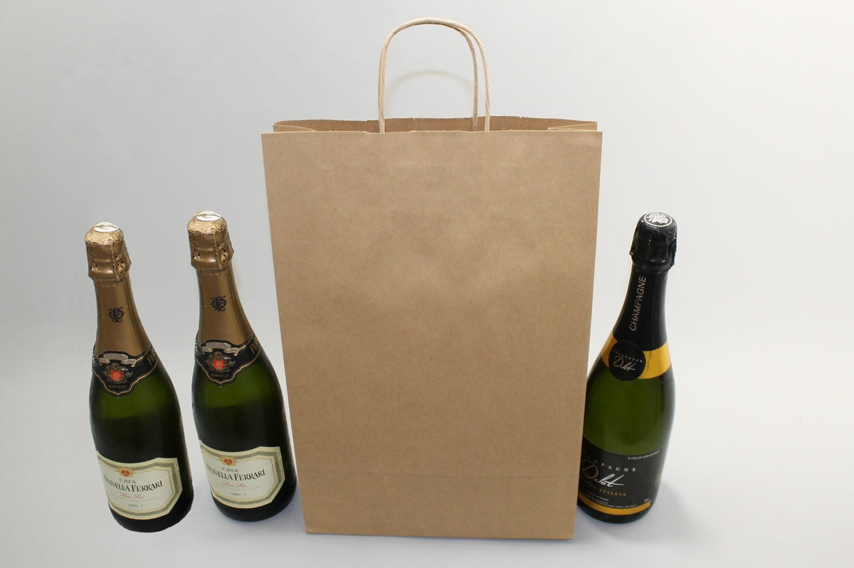 Carrier Bags for Bottles Brown 26x8x39cm + cardboard divider Kraft 110 g/m