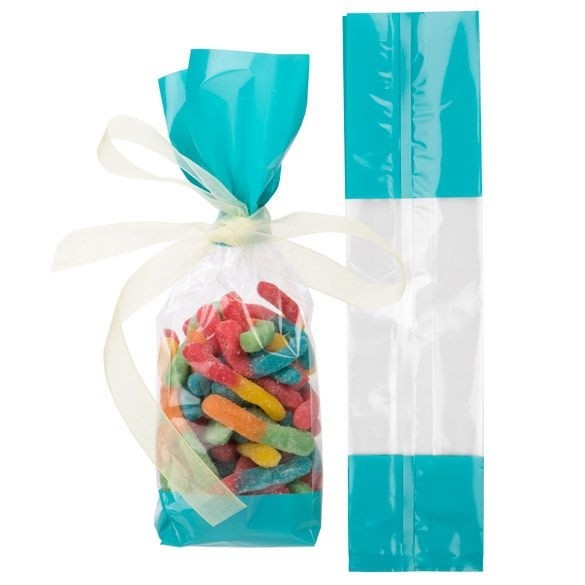 Printed Bags Turquoise 6.7x4.8x27.3cm with side gusset