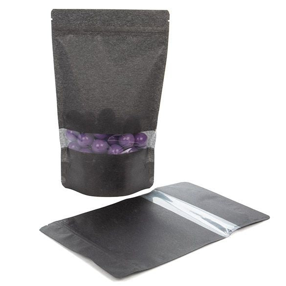 Stand Up Pouches Rice Paper Black with Window 17.1x8.9x28.6cm | 340 grams