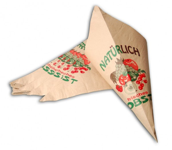 Cone Bags with Fruits print 34cm - 60 grs Quality | Content 1 kg (100 pieces