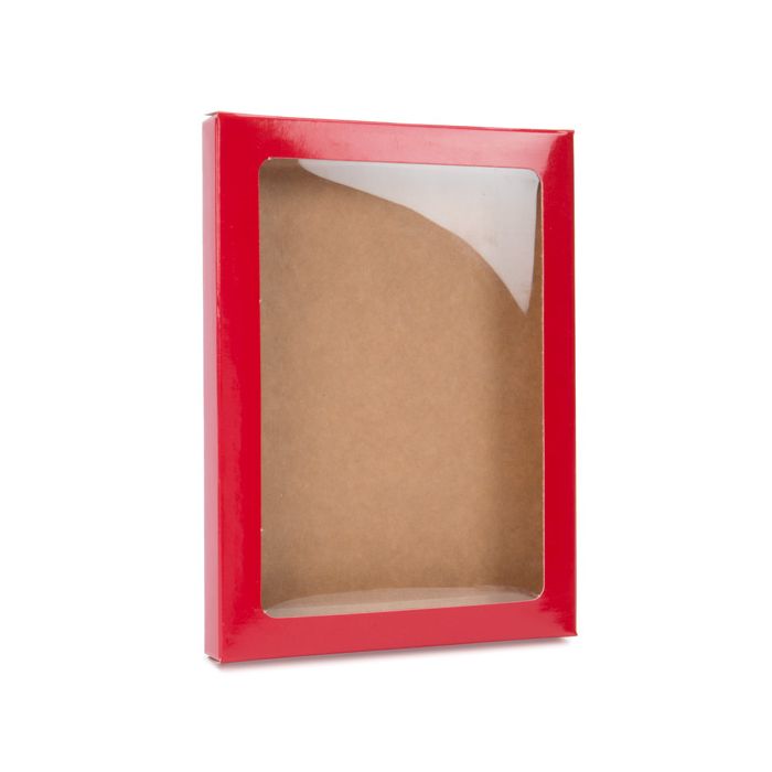 Kraft Gift Boxes with Window Red 13.7x1.5x18.7cm