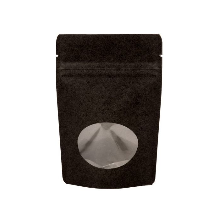 Stand Up Pouches Kraft Black with oval Window 13x8x20.5cm | 113 grams