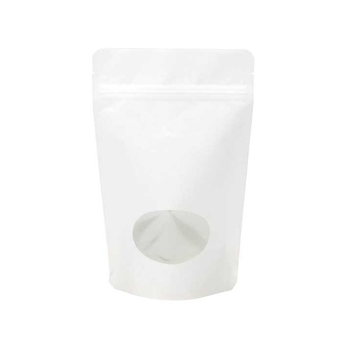 Stand Up Pouches Pearl White with oval Window 10.2x6x15.2cm