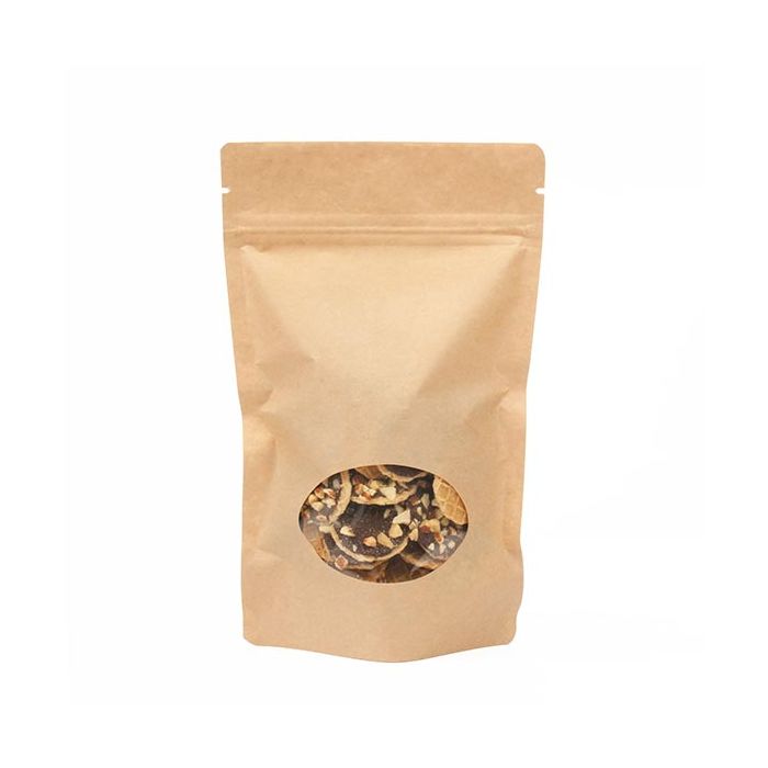 Stand Up Pouches Kraft with oval Window 13x7x20.5cm | 113 grams