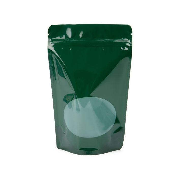 Stand Up Pouches dark Green with oval Window 15x9x23.2cm | 312 grams