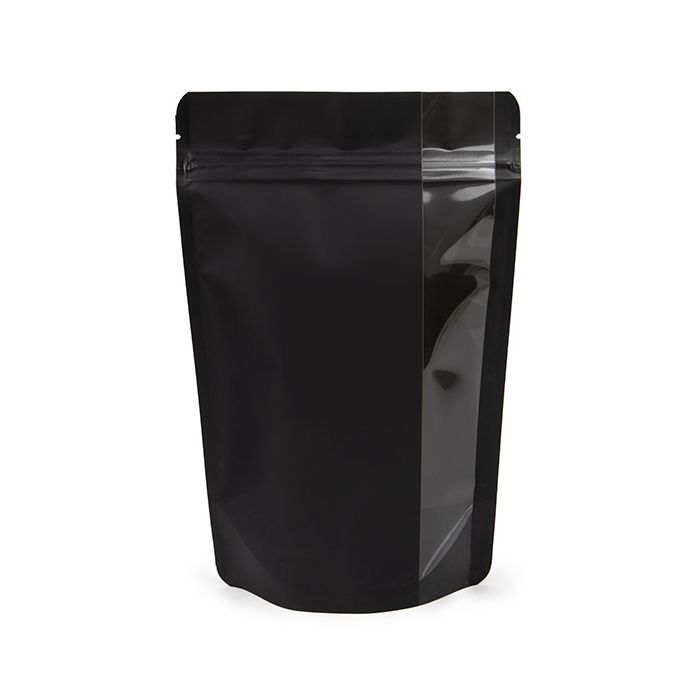 Stand Up Pouches Matte Black With Vertical Window 14,9x8,9x23,2 cm