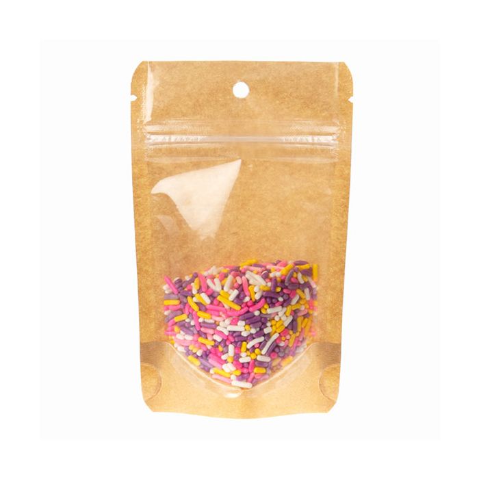 Kraft Backed Stand Up Zipper Pouch 8 x 5 x 13 cm with Hang Hole