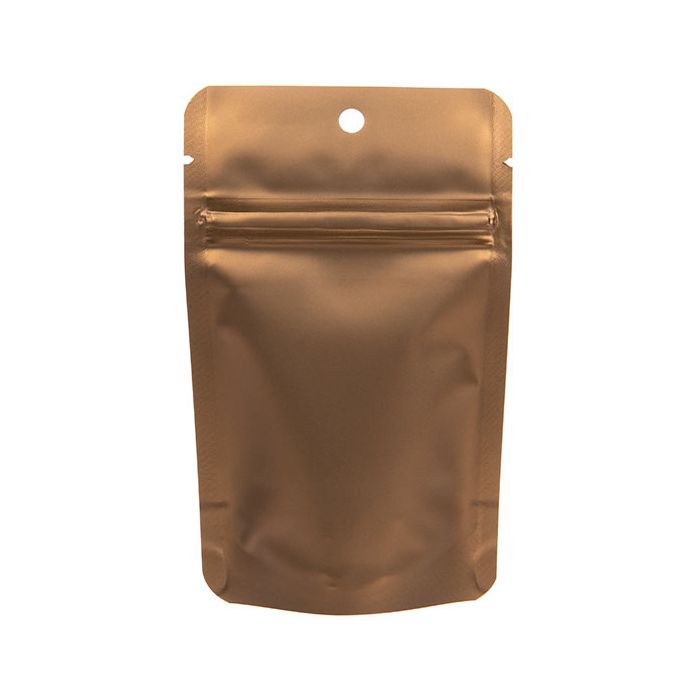 Bronze Metallized Zipper Pouch Bags 8 x 5 x 13 cm with Hang Hole