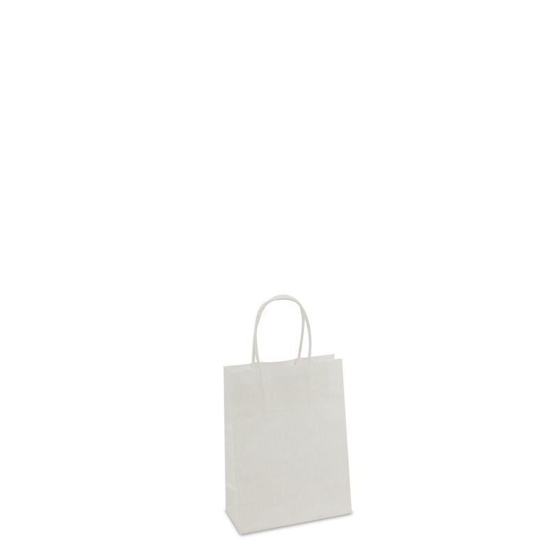 Paper Carrier Bags White 14+7x19cm Twisted Handles + Cardboard Base
