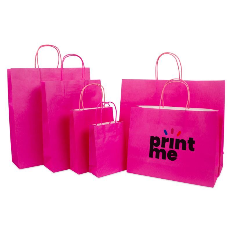 Papieren Draagtassen Roze 14+7x19 cm met bodemkarton (250 stuks) [FP-003019]