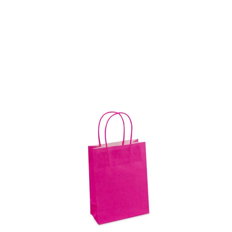 Papieren Draagtassen Roze 14+7x19 cm met bodemkarton (250 stuks) [FP-003019]