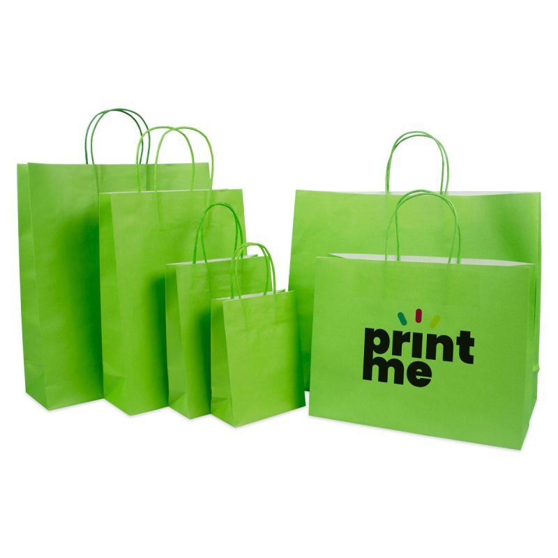 Papieren Draagtassen Groen 14+7x19 cm met bodemkarton (250 stuks) [FP-004019]