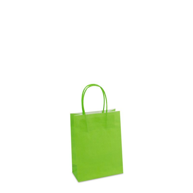 Papieren Draagtassen Groen 14+7x19 cm met bodemkarton (250 stuks) [FP-004019]