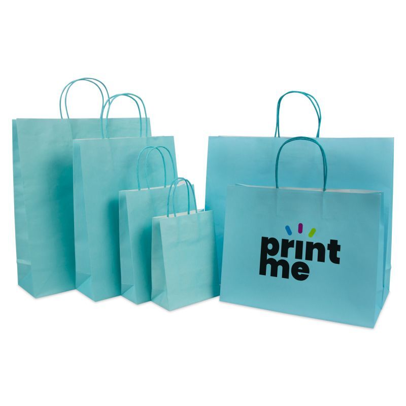 Papieren Draagtassen Blauw 14+7x19 cm met bodemkarton (250 stuks) [FP-005019]
