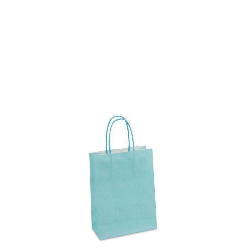 Papieren Draagtassen Blauw 14+7x19 cm met bodemkarton (250 stuks) [FP-005019]