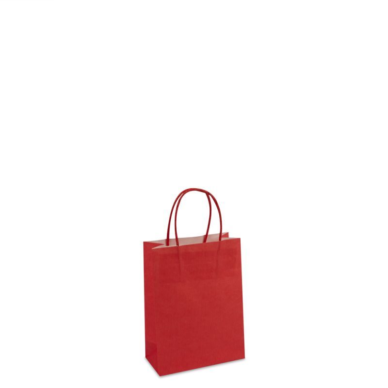 Papieren Draagtassen Rood 14+7x19 cm met bodemkarton (250 stuks) [FP-006019]