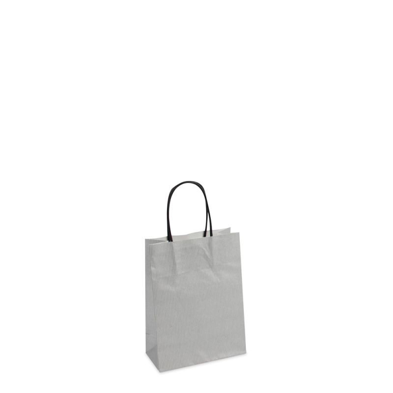 Papieren Draagtassen Zilver 14+7x19 cm met bodemkarton (250 stuks) [FP-007019]