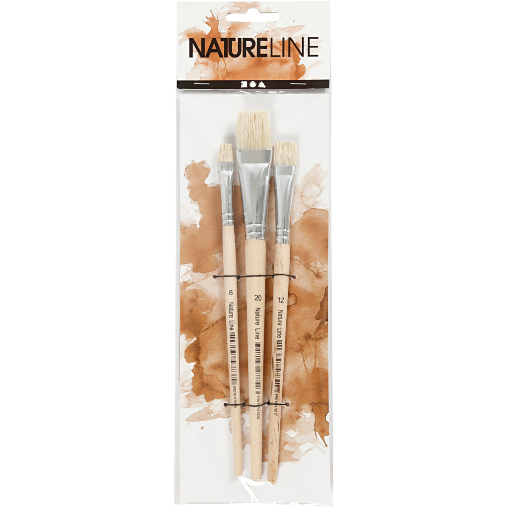 Nature Line kwasten, afm 8+12+20, L: 18,5-20,5 cm, B: 10-20 mm, plat, 3 stuk/ 1 doos [HOB-100263]