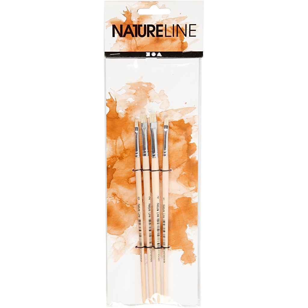 Nature Line kwasten, afm 00-1-2-4, korte steel, 4 stuk/ 1 doos [HOB100264]