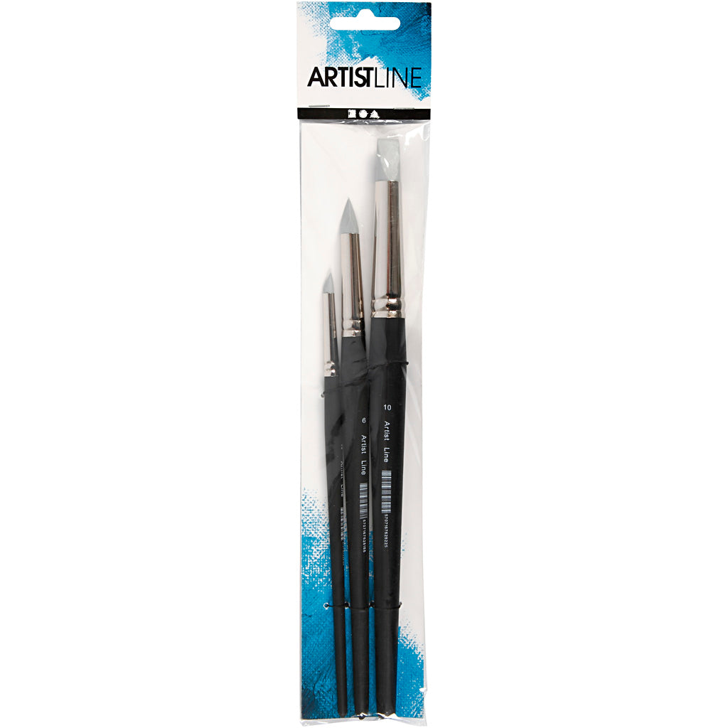 Artist Line, afm 2+6+10, L: 19-25 cm, B: 6+10+15 mm, plat,rond, 3 stuk/ 1 doos [HOB-100274]