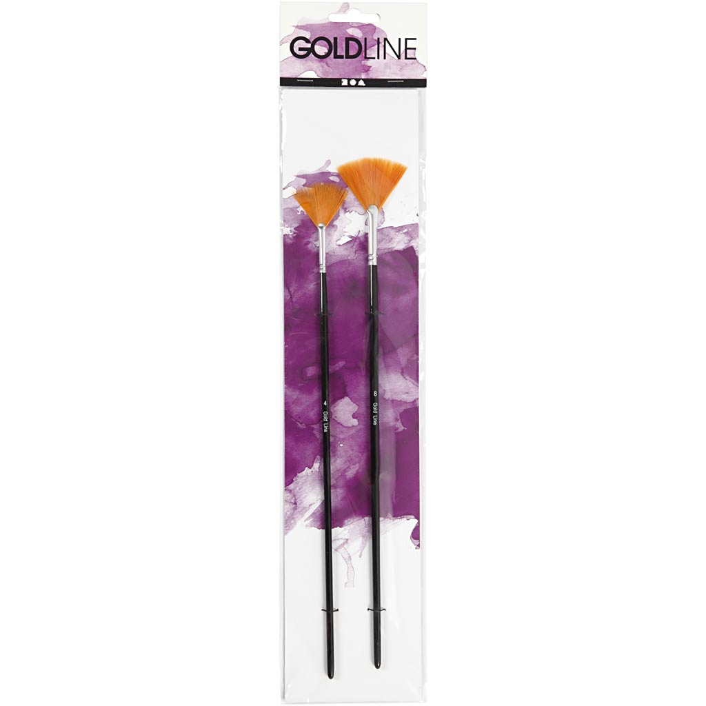 Gold Line Waaierpenselen, afm 4+8, L: 29-30 cm, B: 2-3 mm, Waaier, 2 stuk/ 1 doos [HOB-100279]
