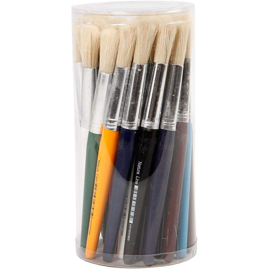 Kids Paint Brushes, L: 19 cm, W: 12 mm, round, 30 pc
