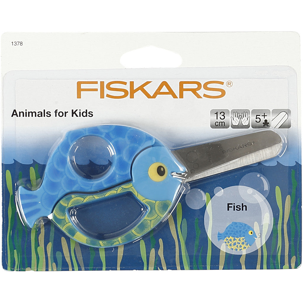 Fiskars Kinderschaar met Dierenmotief, Vis, L: 13 cm, 1 stuk [HOB-1378]