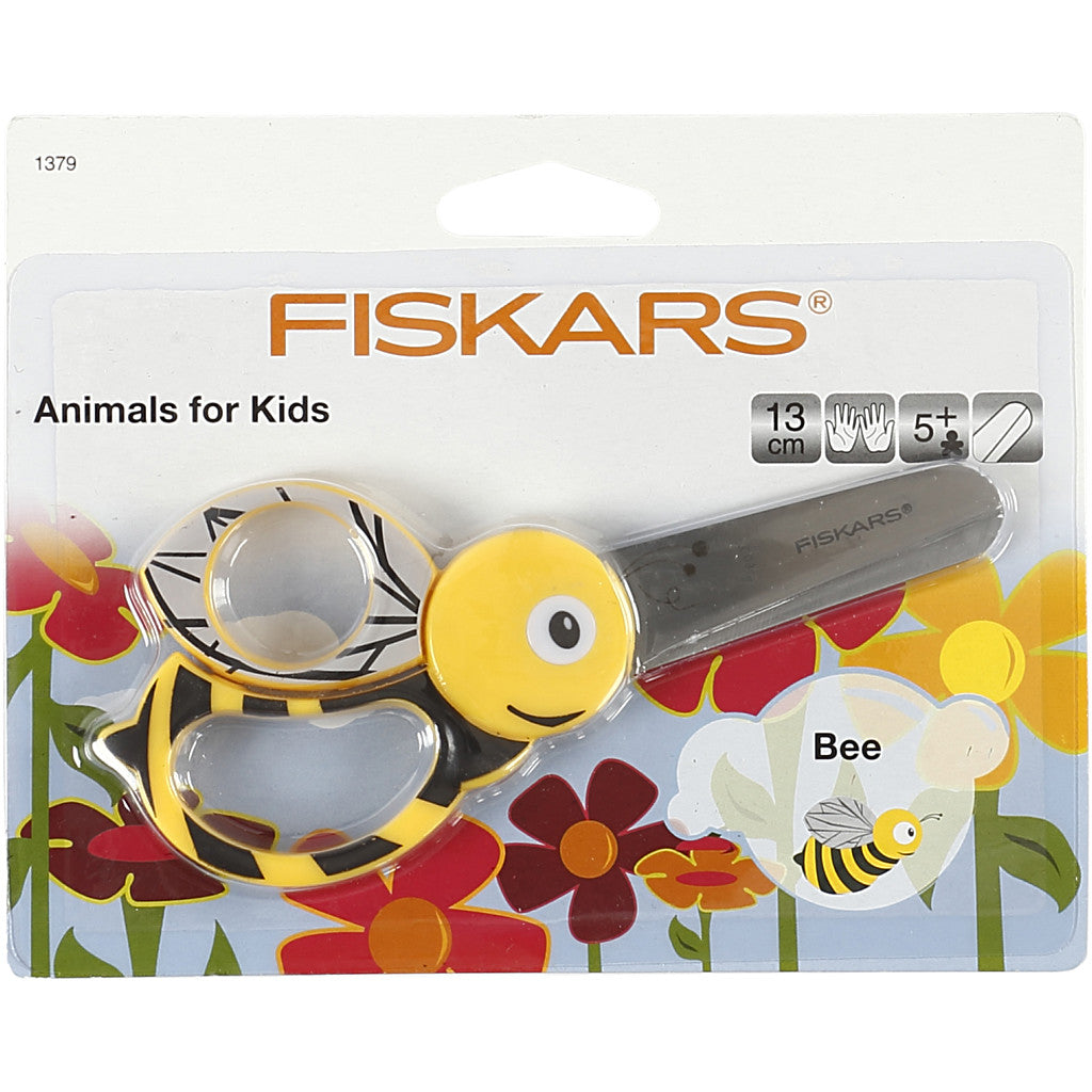 Fiskars Kinderschaar met Dierenmotief, Bij, L: 13 cm, 1 stuk [HOB-1379]