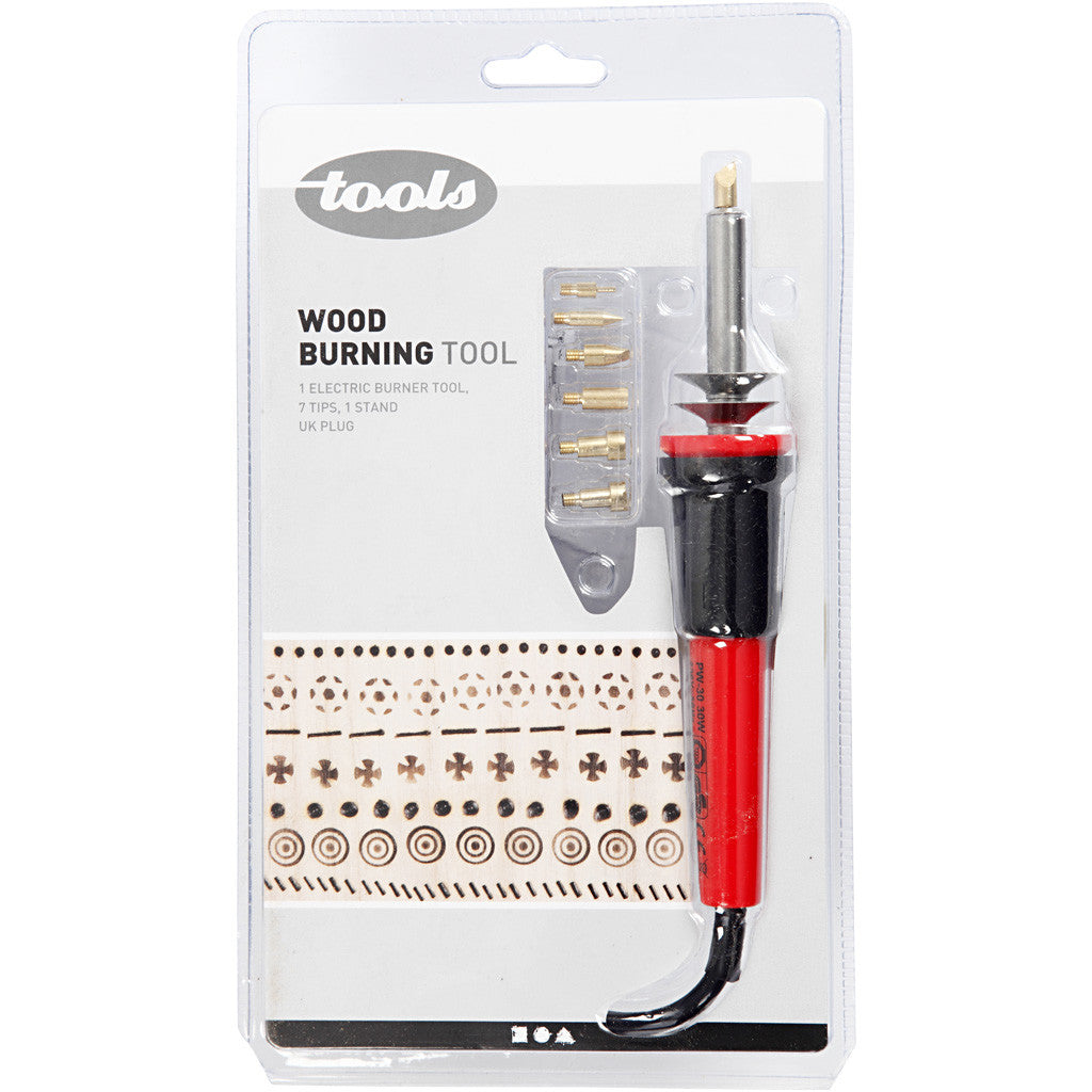 Houtbranden set, afm 19x3 cm, UK, zwart, rood, 1 stuk [HOB-15133]