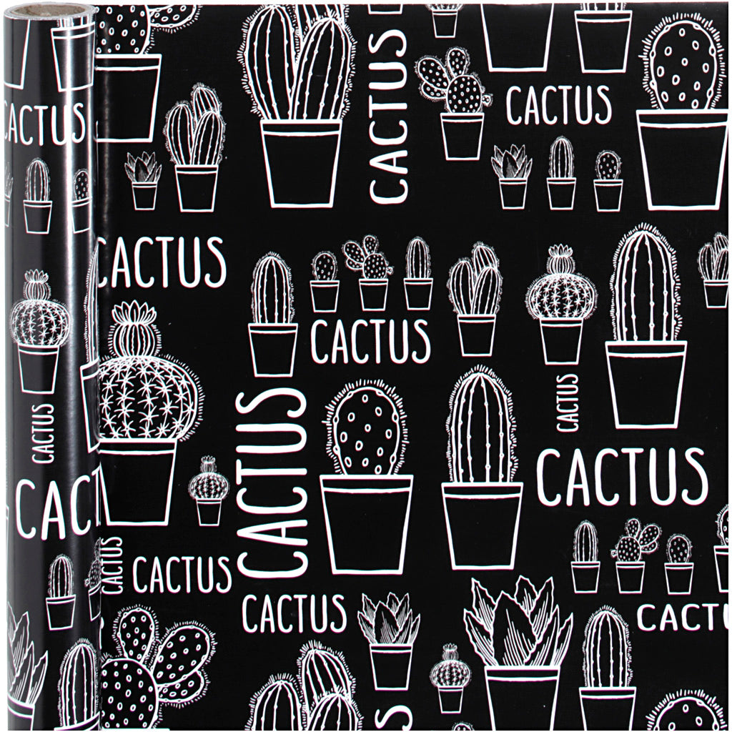 Gift wrap, cactus, W: 50 cm, 80 g, 5 m/ 1 roll