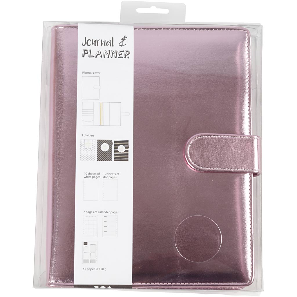 Planner / Bulletjournal, roze, afm 19x23,5x4 cm, ringband, 1 stuk [HOB192648]