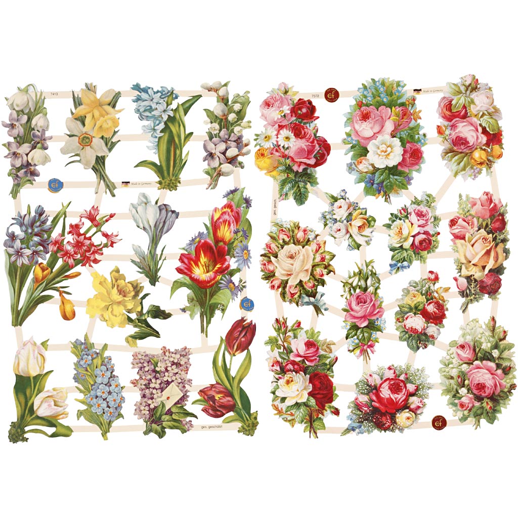 Vintage Die-Cuts, Spring Flower, sheet 16,5x23,5 cm, 2 sheet
