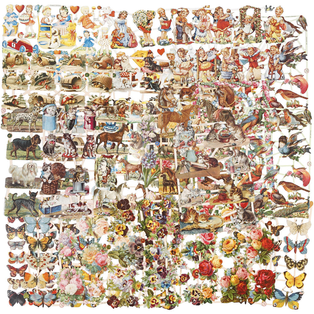 Vintage plaatjes, hele jaar, vel 16,5x23,5 cm, 30 vel/ 1 doos [HOB-19369]