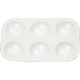 Palet, Rechthoekig palet met 6 vakken, afm 13x8,5 cm, wit, 1 stuk [HOB-100288]