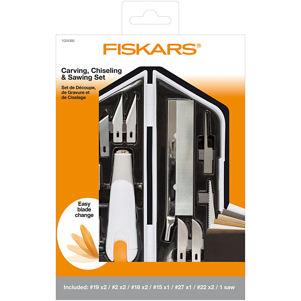 Fiskars Mes, beitel en zaagset, L: 15 cm, B: 3 cm, 1 set [HOB-1024385]