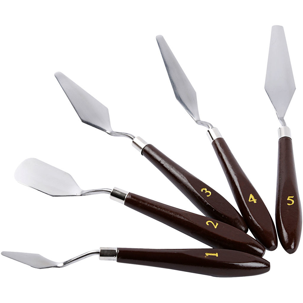 Paletmessen set, L: 17-23 cm, B: 1,5-2,5 cm, 5 stuk/ 1 doos [HOB-10314]